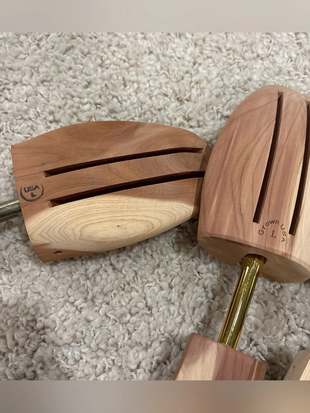 Lot of 2 Pairs Stratton Wooden Adjustable Cedar Shoe Trees Size L 12.5” & 12”